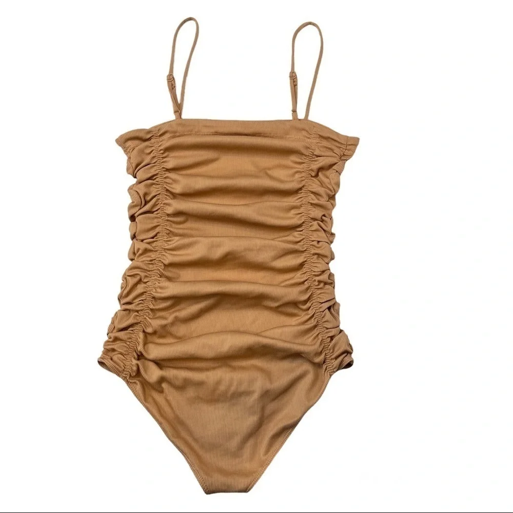 Free People On Your Side Nude tan Bodysuit Size Small